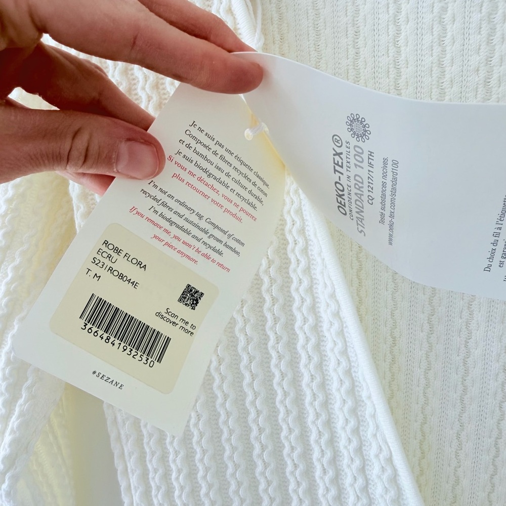 Sezane Cream Ribbed Midi Dress - Picture 7 of 11
